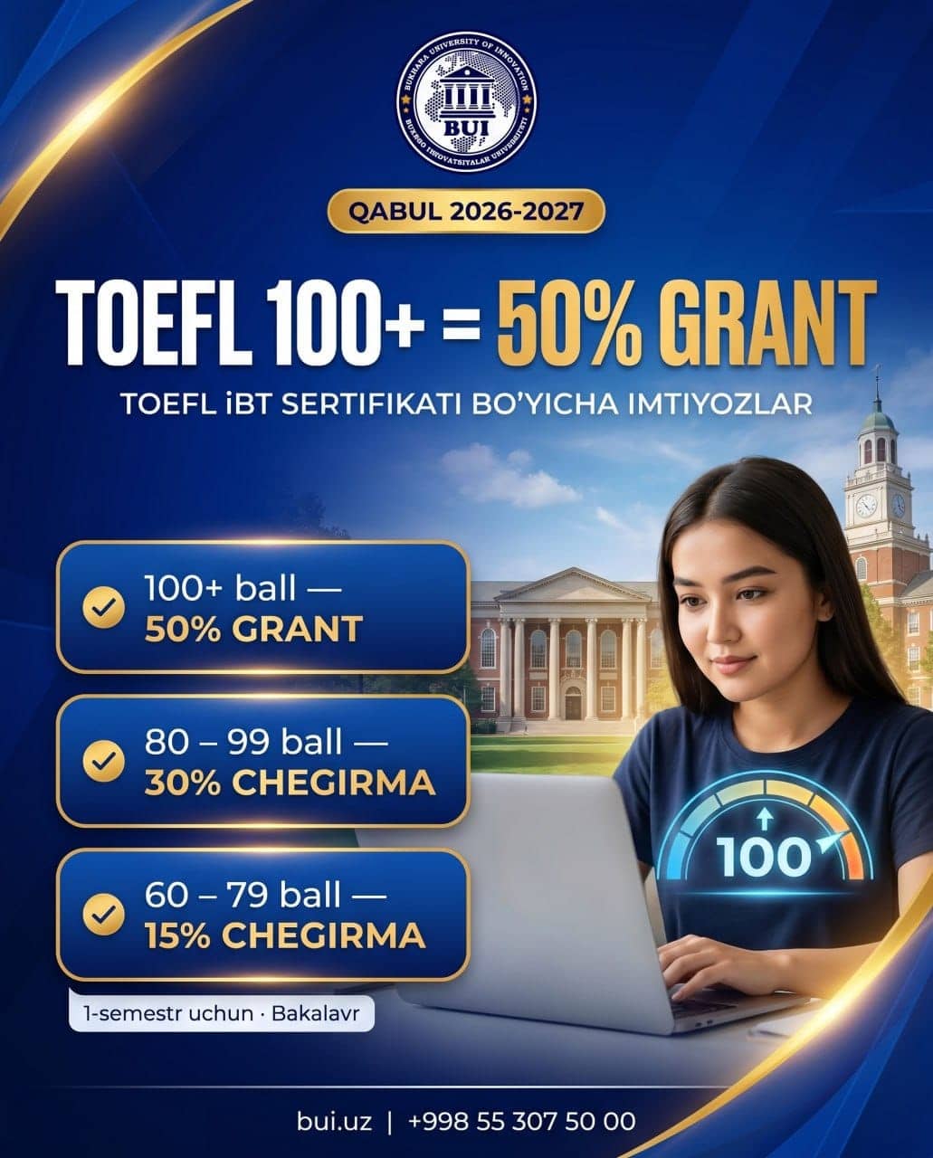 TOEFL iBT grant dasturi — ASMAN